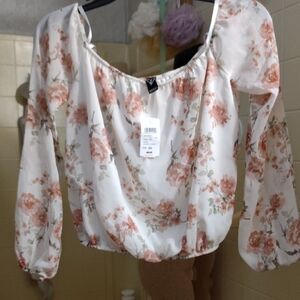 Windsor White Long Sleeve Relaxed Ruched Blouse